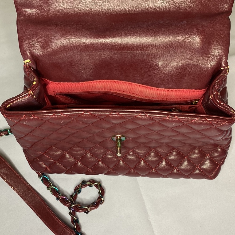 Vintage chanel CoCo medium burgundy purse - Picture 10 of 16